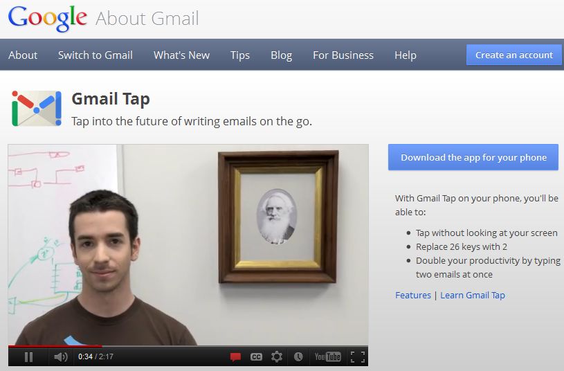 Gmail Tap (Googleモールス入力英語版)